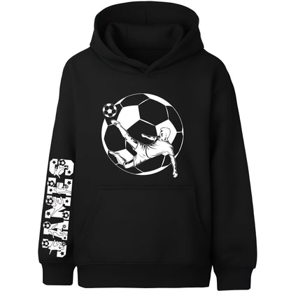 Fringoo Football Hoodie Black for Boys Cotton Rich Soft Hooded Sweatshirt - Black Football Sleeve
