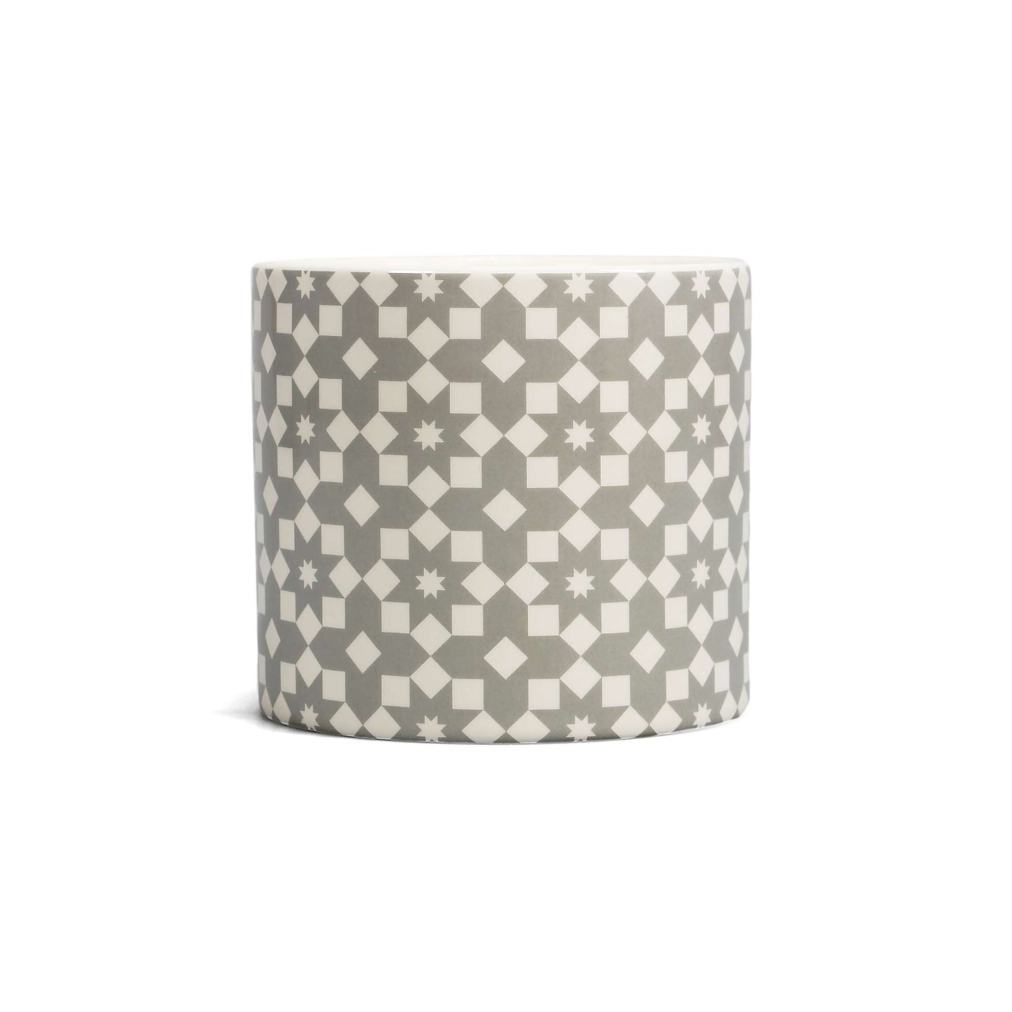 Pot de fleurs Carreaux - fleurs grises