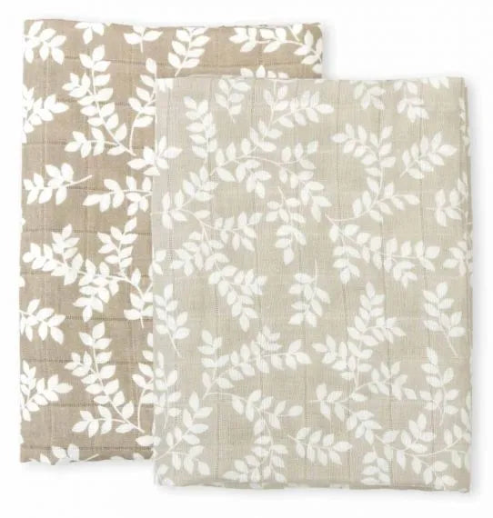 Lot de 2 langes en coton bio - Feuilles Taupe – A Little Lovely Company