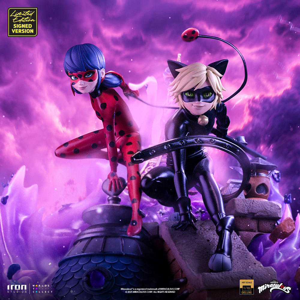 Ladybug and Cat Noir Statue - Miraculous 10th Anniversary Signed Edition - Deluxe Art Scale 1/10
