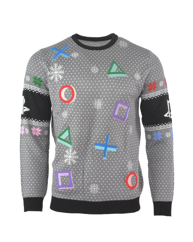 Maglione natalizio Playstation Symbols - Grigio