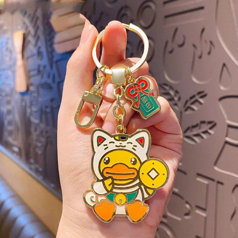 Porte-Clés Canard Chat Chanceux