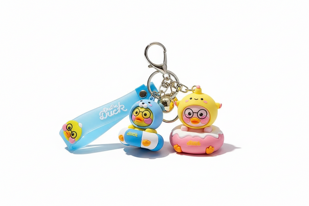 Duck Dressed as a Seal on a Swim Ring Keychain