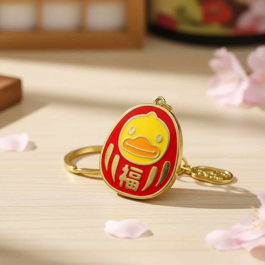 Daruma duck keychain