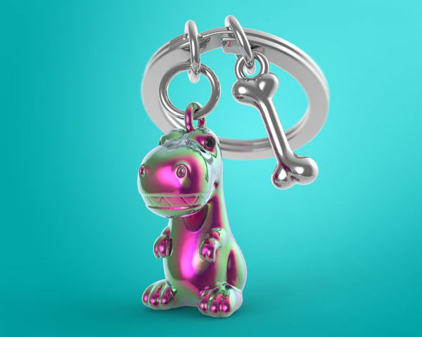 Porte clés T-Rex Arc en Ciel Meta[l]morphose | Boutique d'objets cadeaux designs 