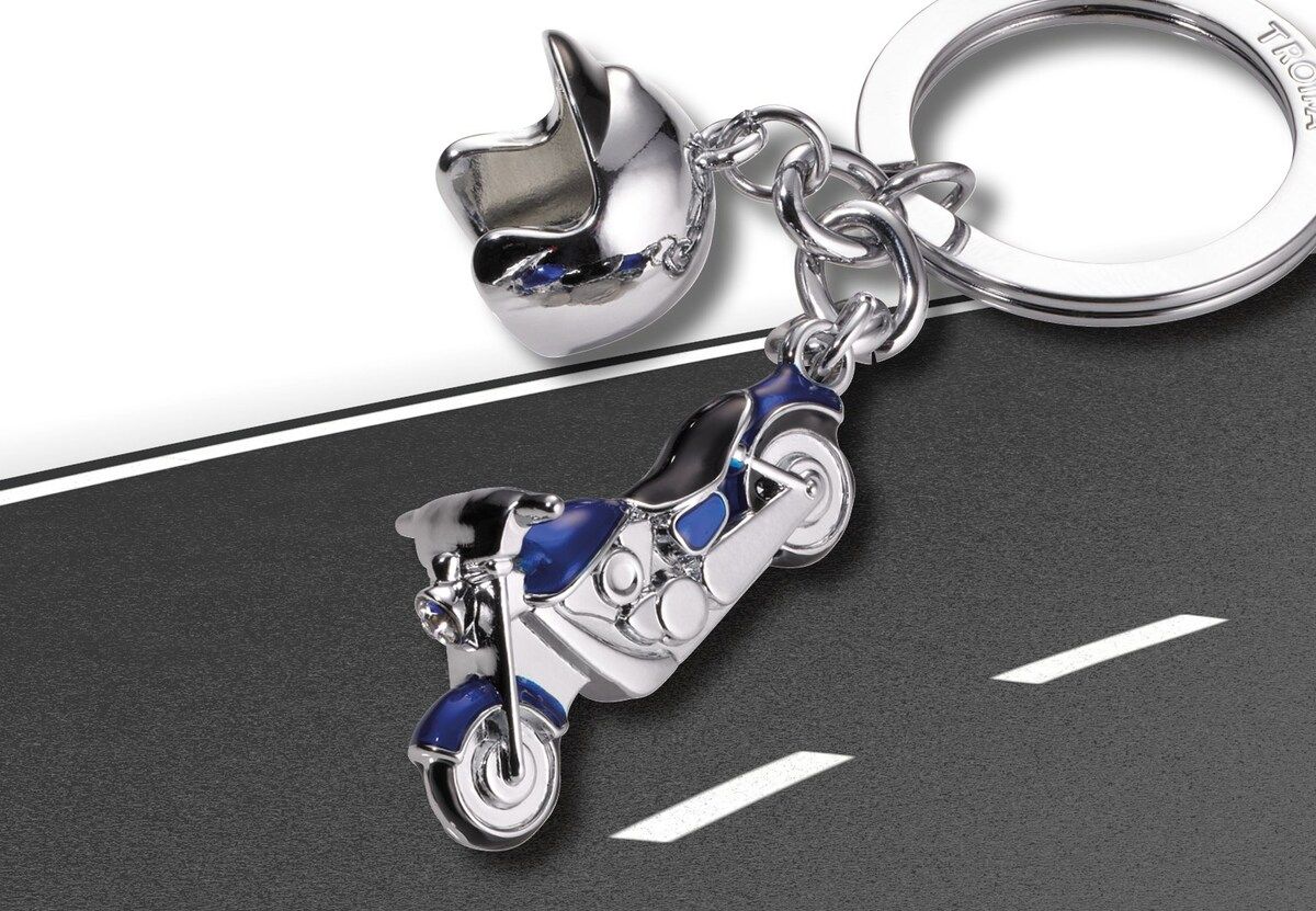 Porte-clés Moto Custom Bleue