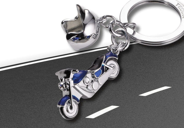 Porte-clés Moto Custom Bleue – détail 2