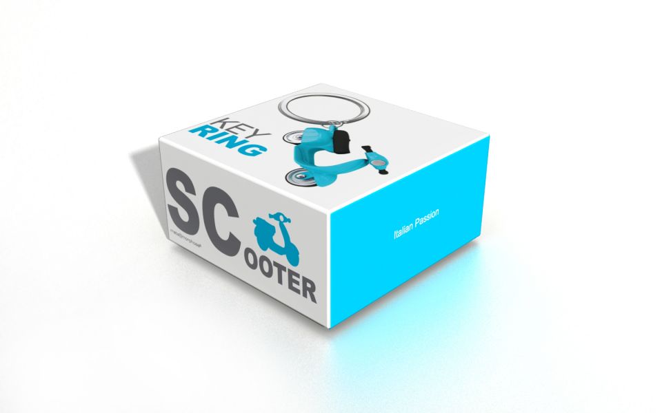 Blue retro scooter key door