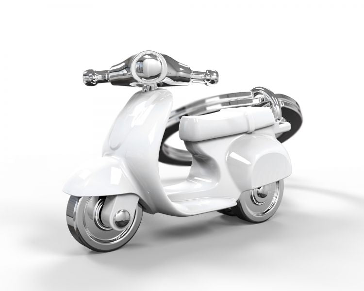 White retro scooter key door