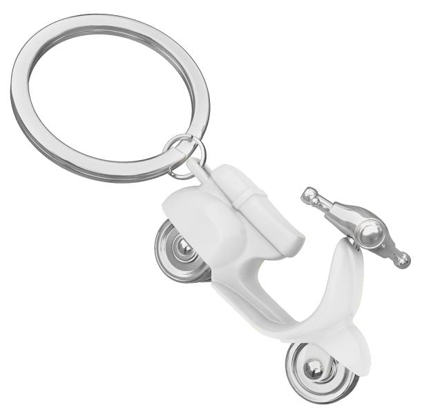 Keyring White Retro Scooter
