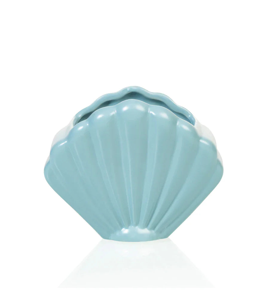 Vaso di fiori a forma di conchiglia blu
