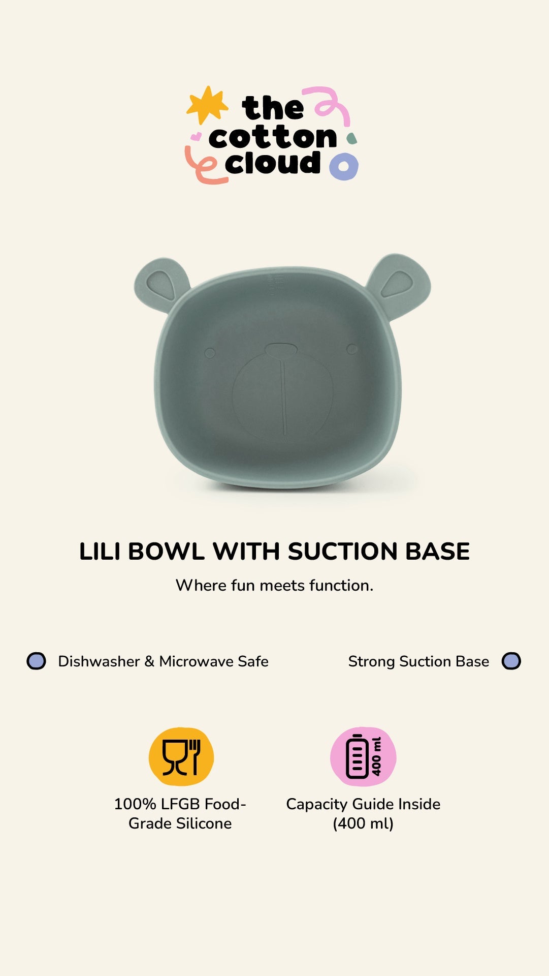 Lili the Bear Silicone Eating Bowl Plum