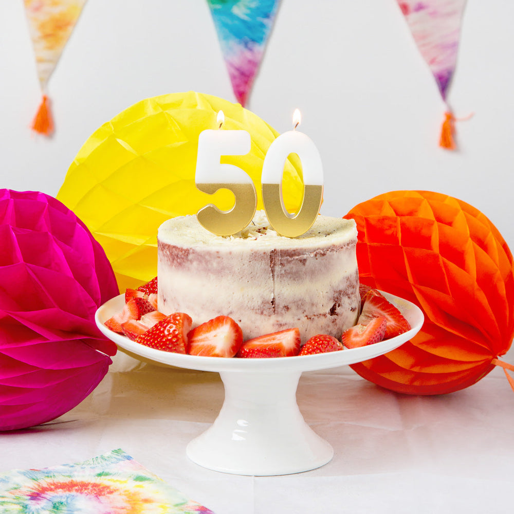 White & Gold Birthday Number Candle - 5
