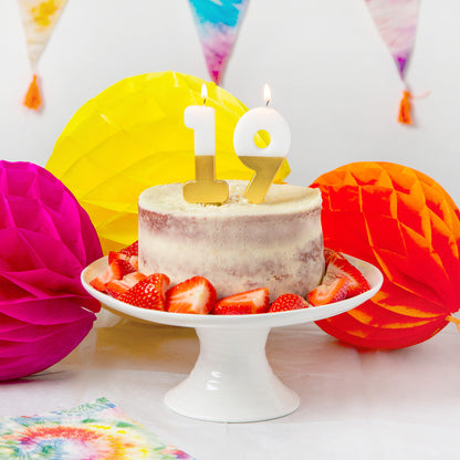 White & Gold Birthday Number Candle - 9