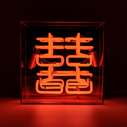 'Double Happiness' Glass Neon Sign