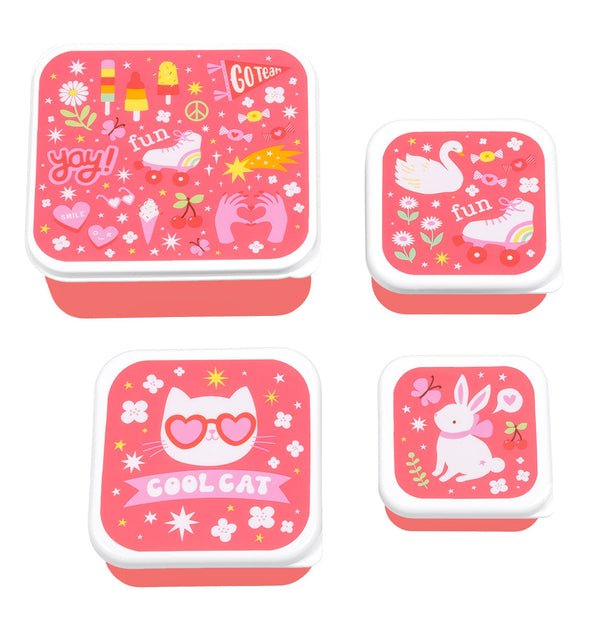 Lot de 4 boîtes repas et goûter - Fun – A Little Lovely Company