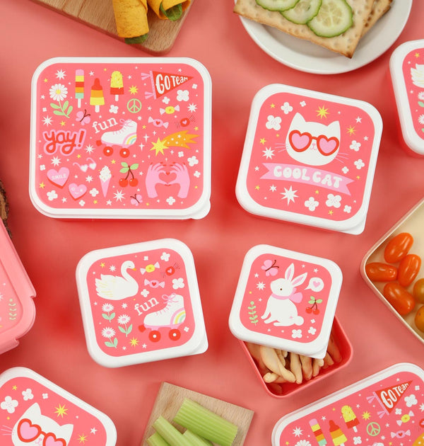 Lot de 4 boîtes repas et goûter - Fun – vue 2 – A Little Lovely Company