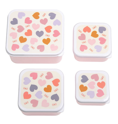 Lot de 4 boîtes repas et goûter - Cœurs – A Little Lovely Company