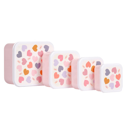 Lot de 4 boîtes repas et goûter - Cœurs – vue 4 – A Little Lovely Company