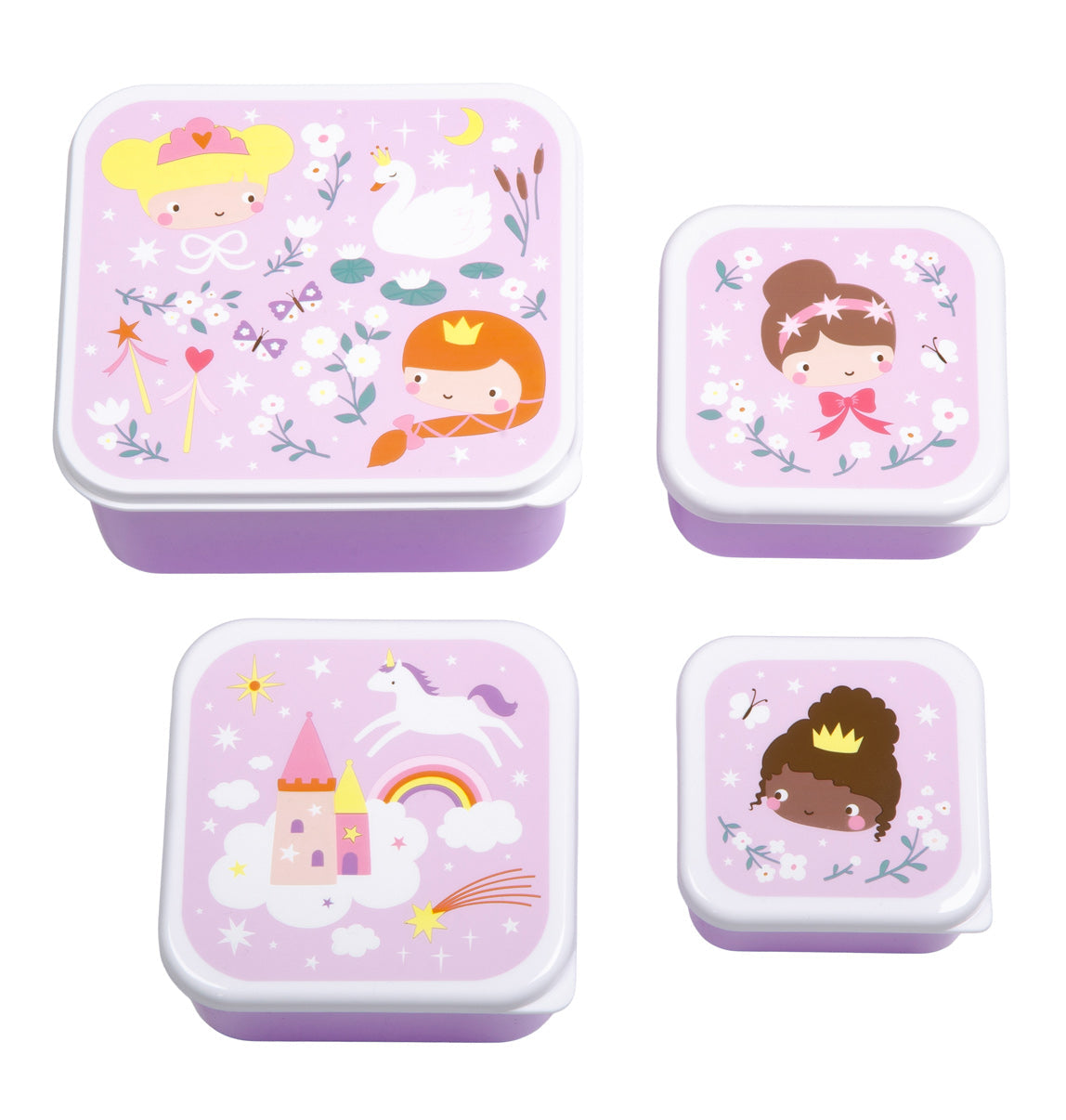 Lot de 4 boîtes repas et goûter - Princesses – A Little Lovely Company
