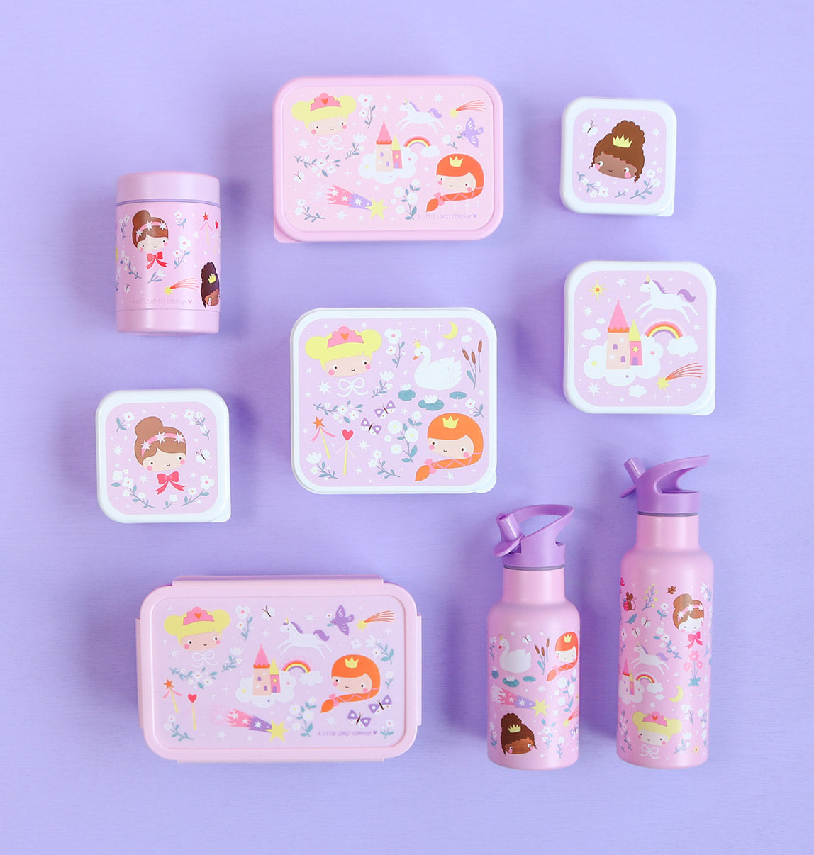 Lot de 4 boîtes repas et goûter - Princesses – vue 3 – A Little Lovely Company