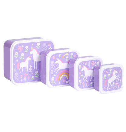 Lot de 4 boîtes repas et goûter - Unicorn Dreams – vue 3 – A Little Lovely Company