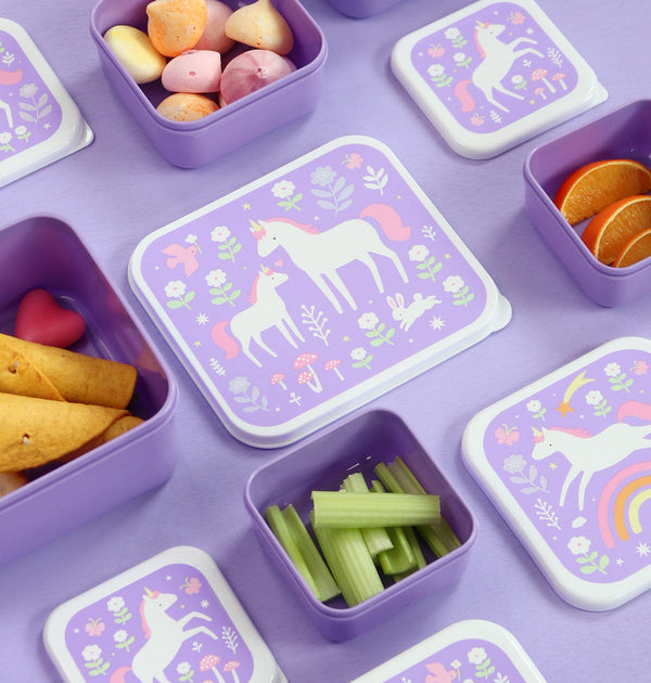 Lot de 4 boîtes repas et goûter - Unicorn Dreams – vue 2 – A Little Lovely Company