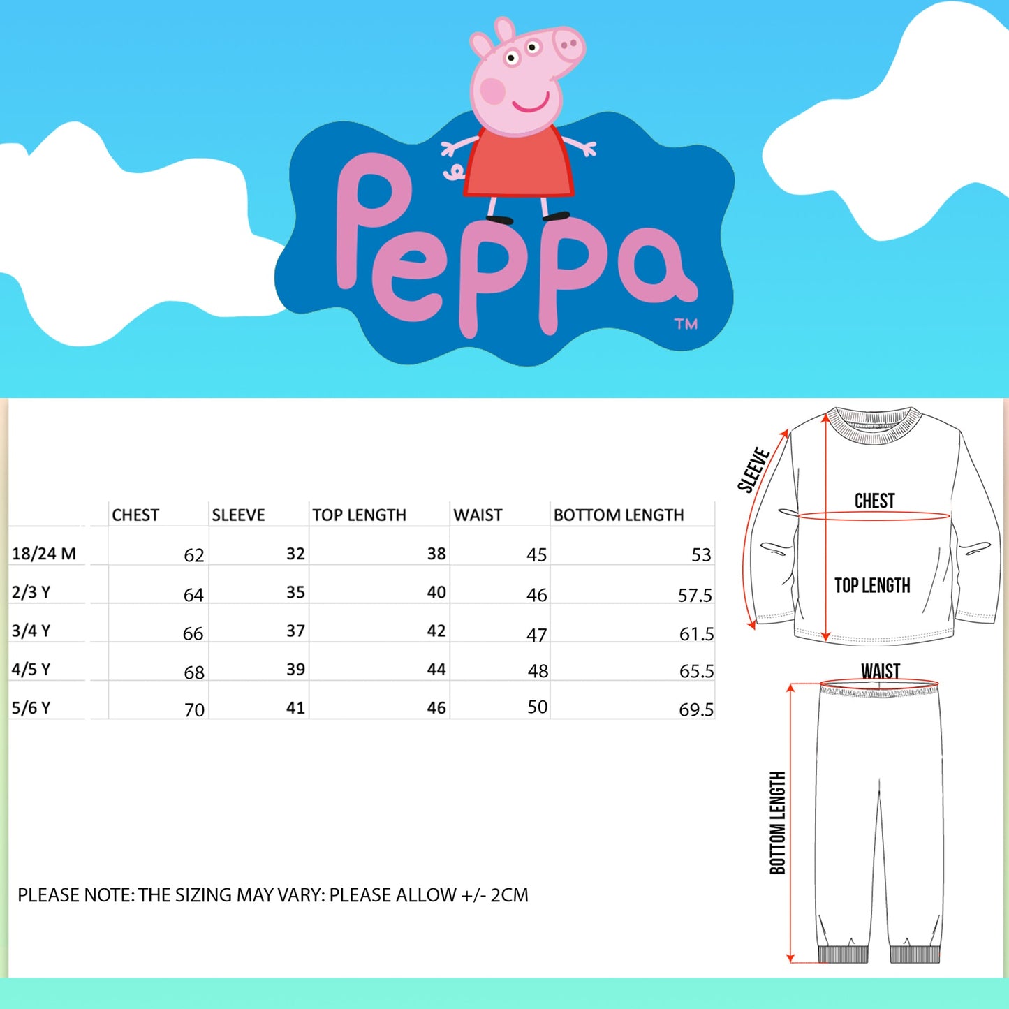 Peppa Pig Personalized Initial Pajamas