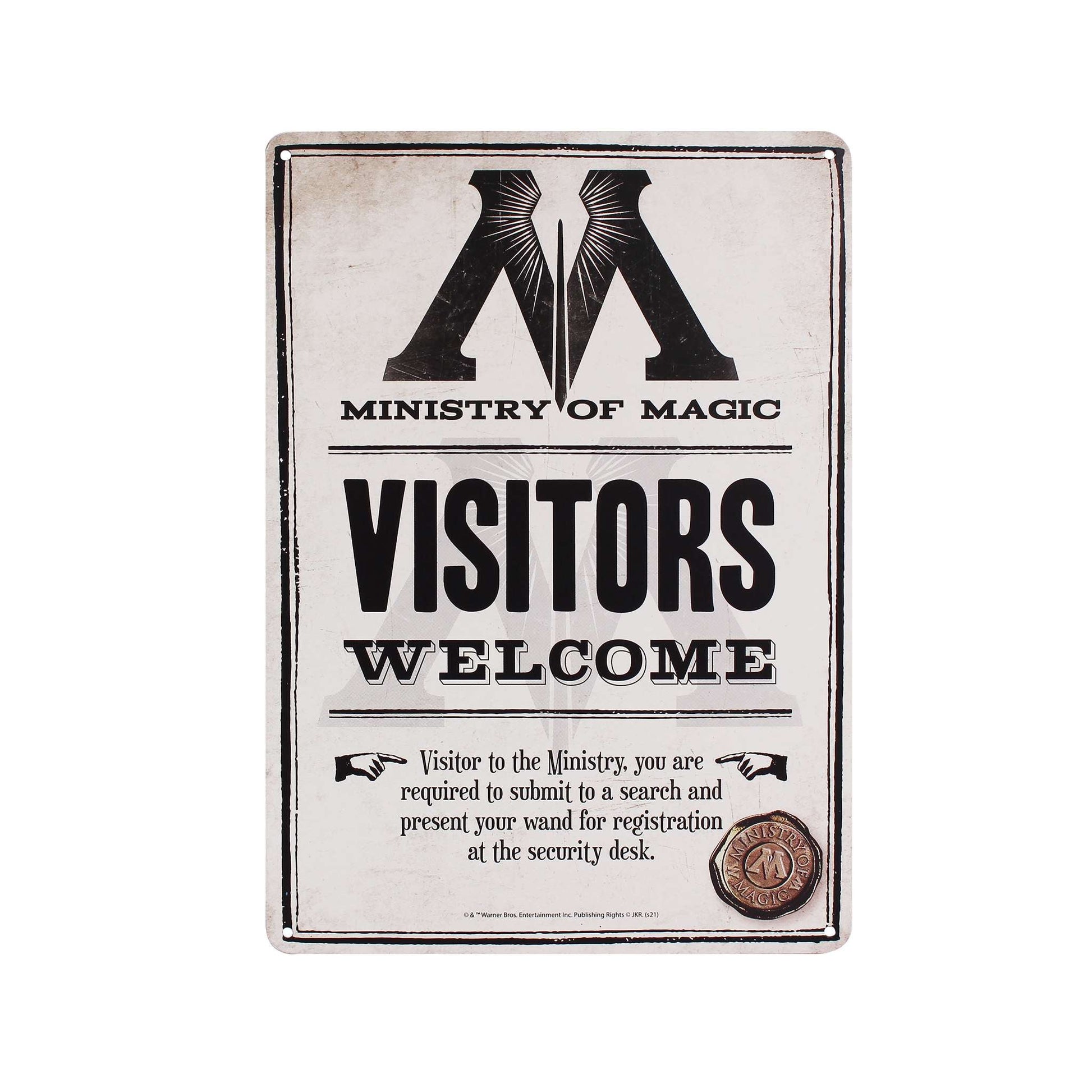 Plaque décorative en métal Harry Potter - Ministère de la Magie