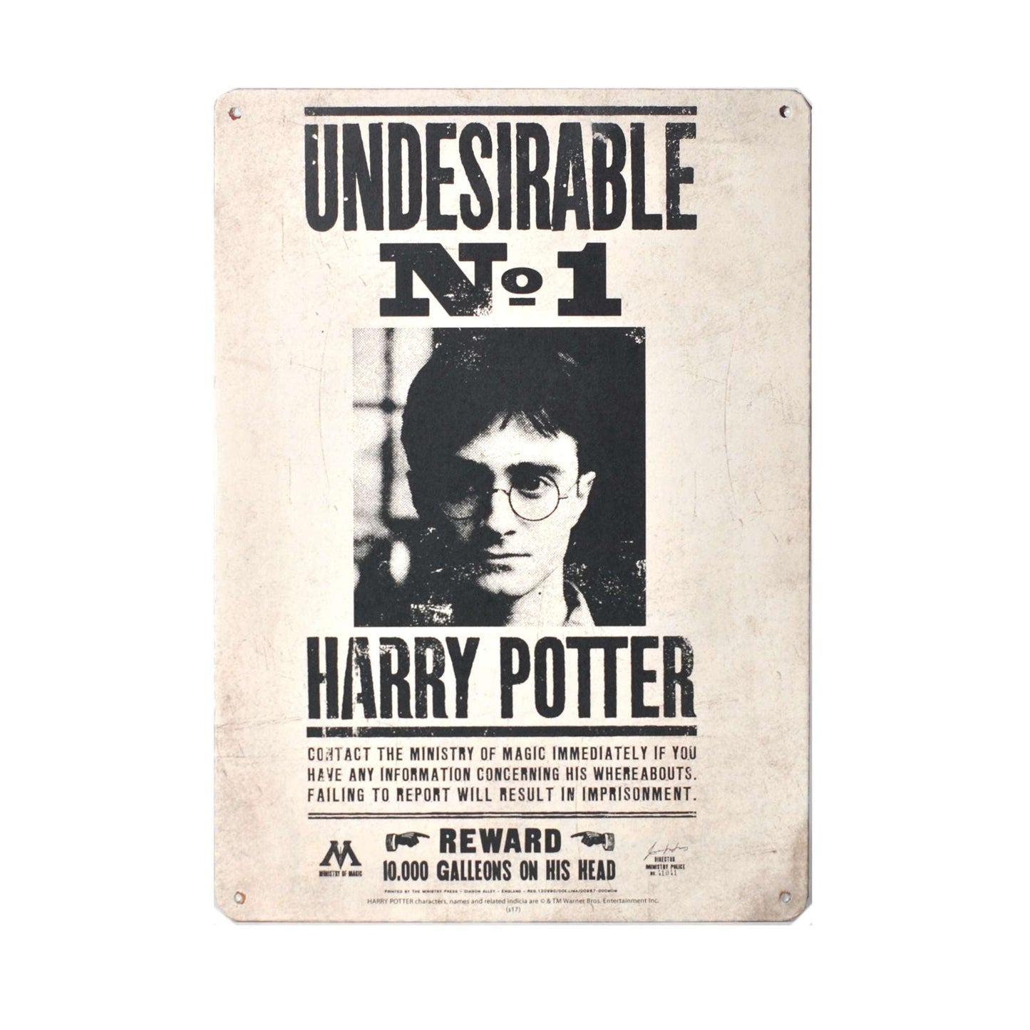 Plaque en métal A5 Harry Potter - Indésirable n° 1