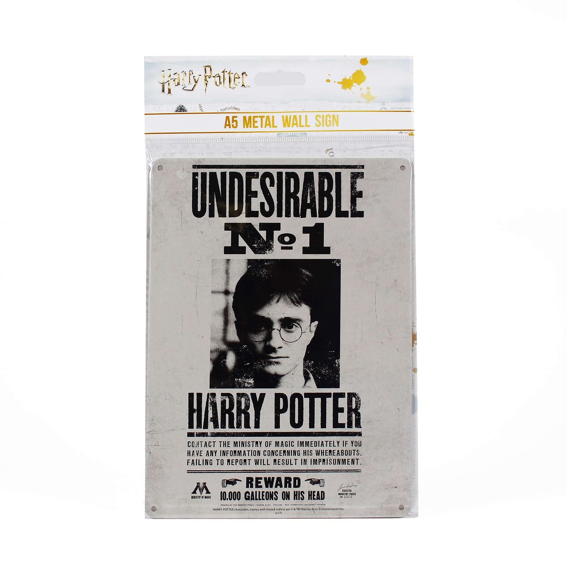 Plaque en métal A5 Harry Potter - Indésirable n° 1
