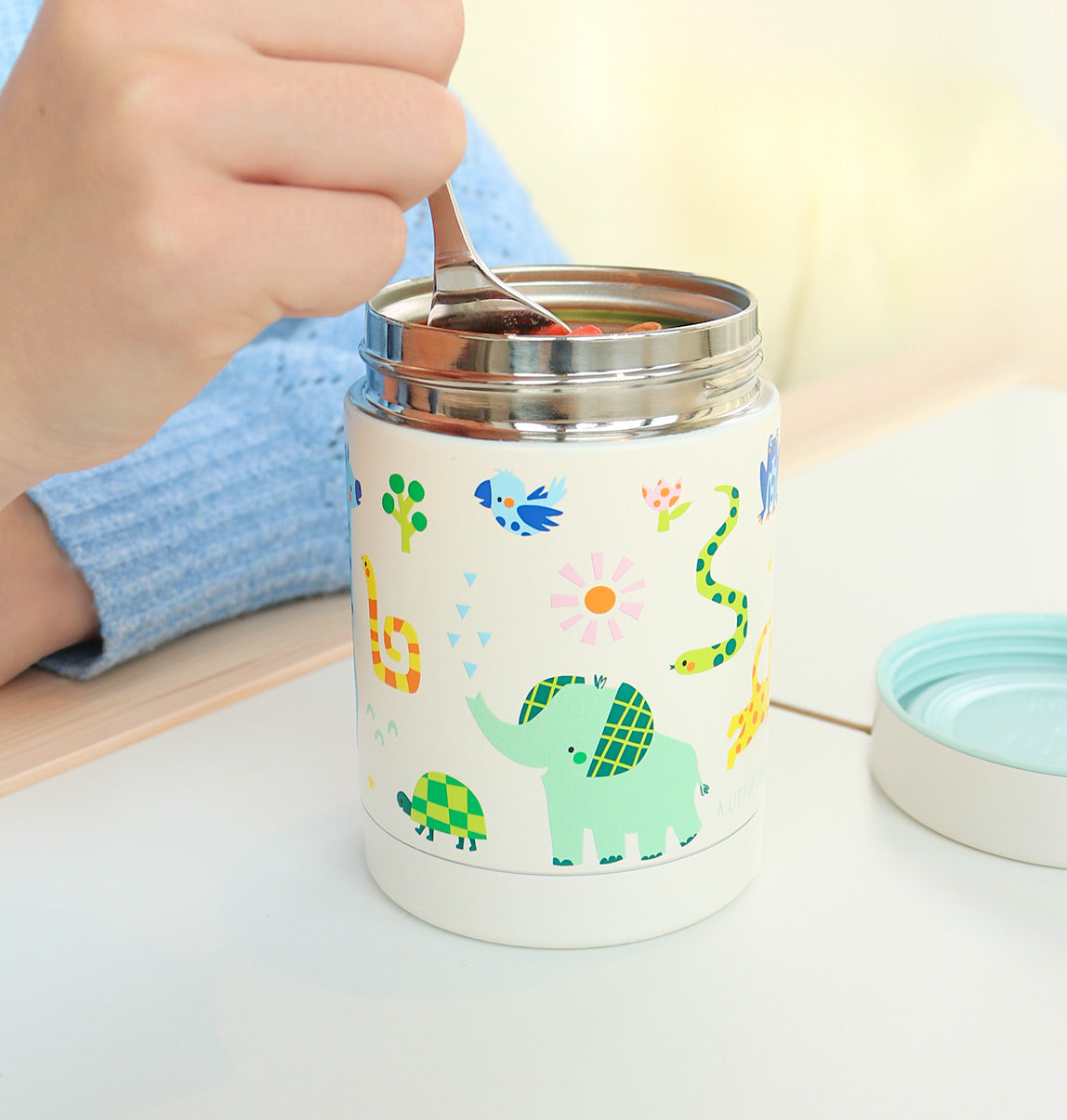 Pot alimentaire isotherme en inox - Jungle – vue 2 – A Little Lovely Company