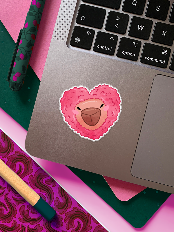 Carlos le capybara, chapeau coeur | Sticker