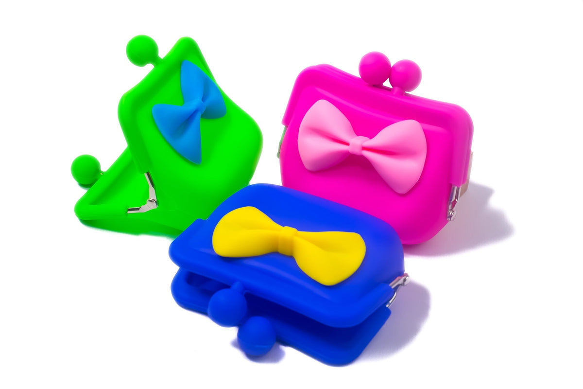 SILICONE COIN PURSE WITH BOW 8 CM