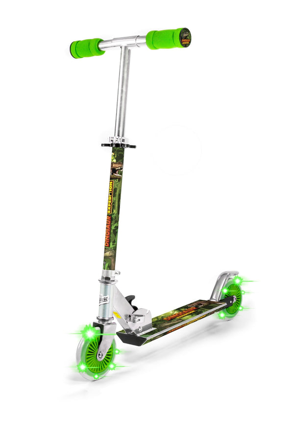 Trottinette d'expédition dinosaure avec roues lumineuses