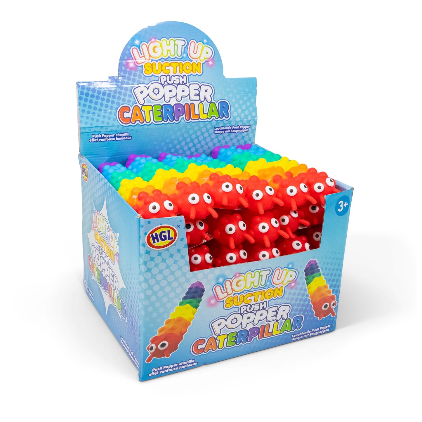 PUSH & SUCTION RAINBOW CATERPILLAR WITH LIGHTS