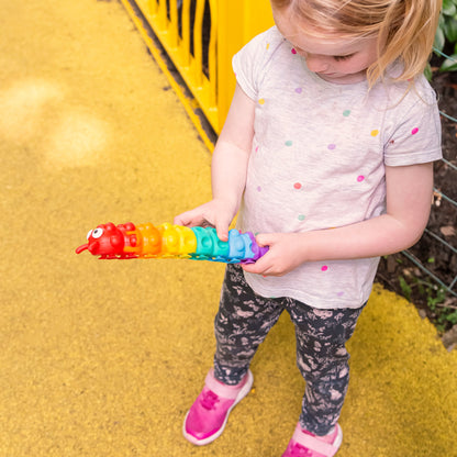 PUSH & SUCTION RAINBOW CATERPILLAR WITH LIGHTS
