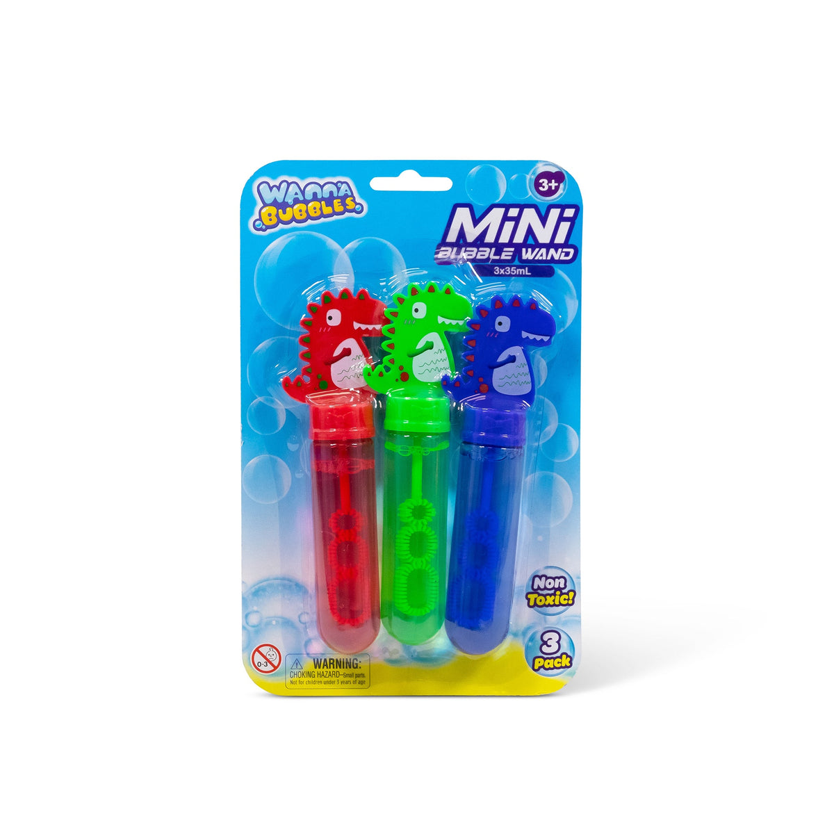Lot de 3 mini-bagues à bulles dinosaures