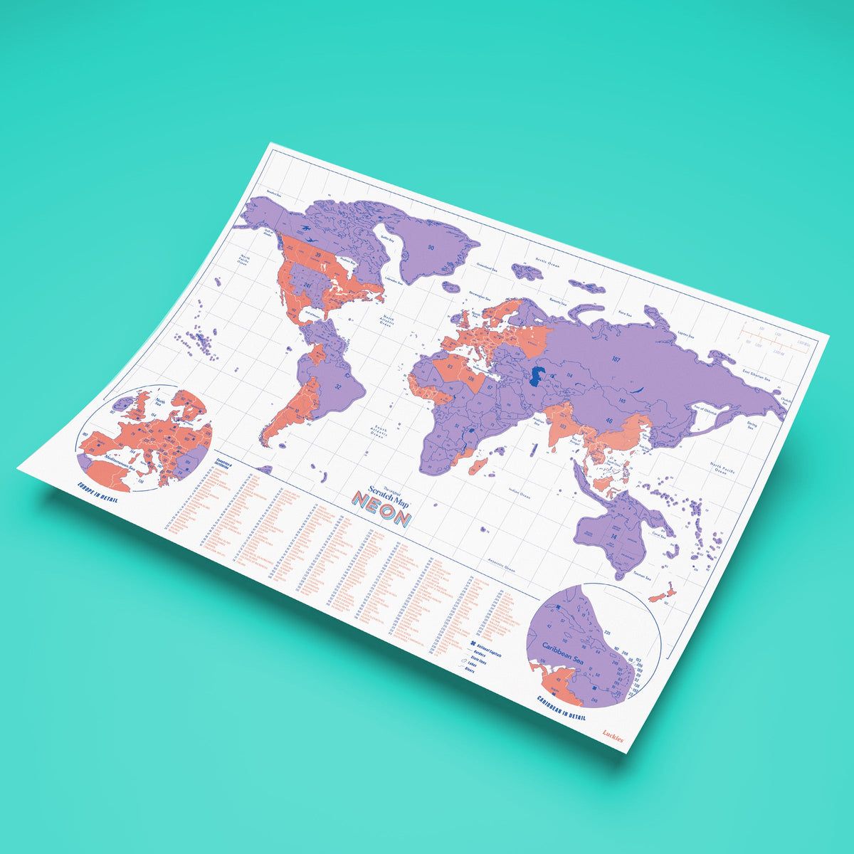 Neon Scratch Map | Purple