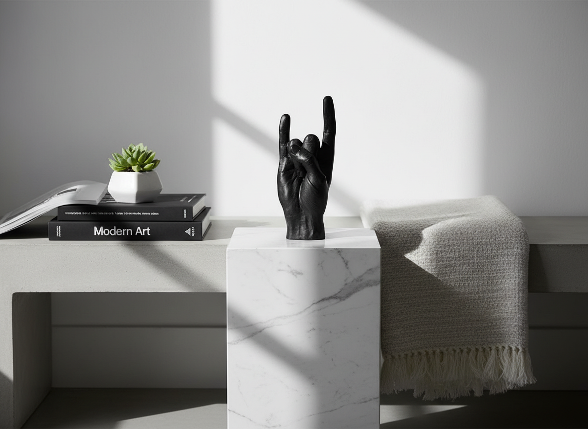 Hand You Rock Sculpture - Black