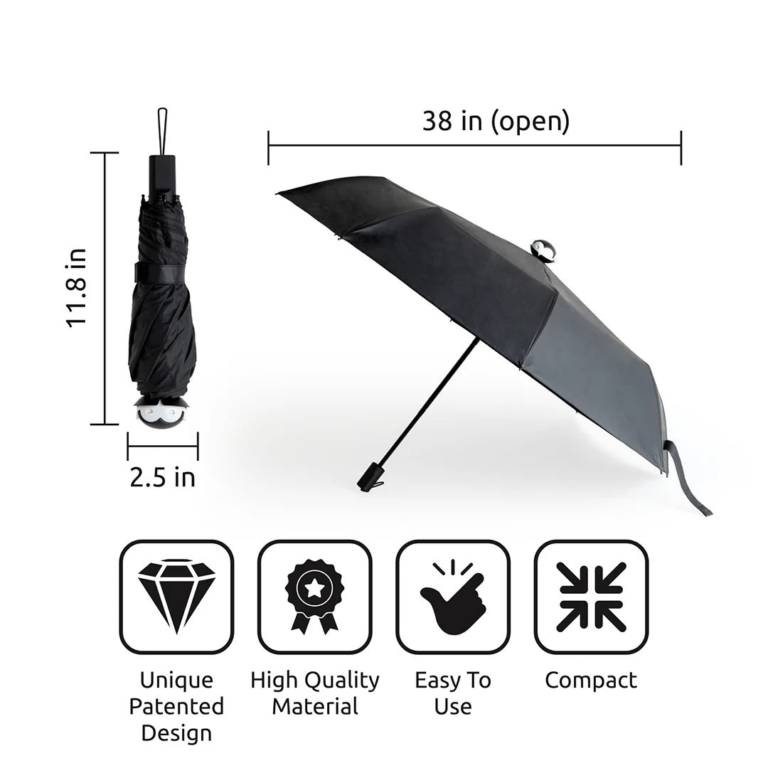 Spookula: Compact, stylish umbrella with open/folded views and a patented, high-quality design by OTOTO.