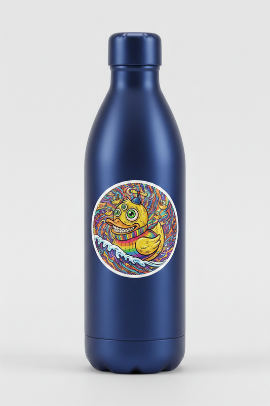 Psychedelic Duck Round Sticker