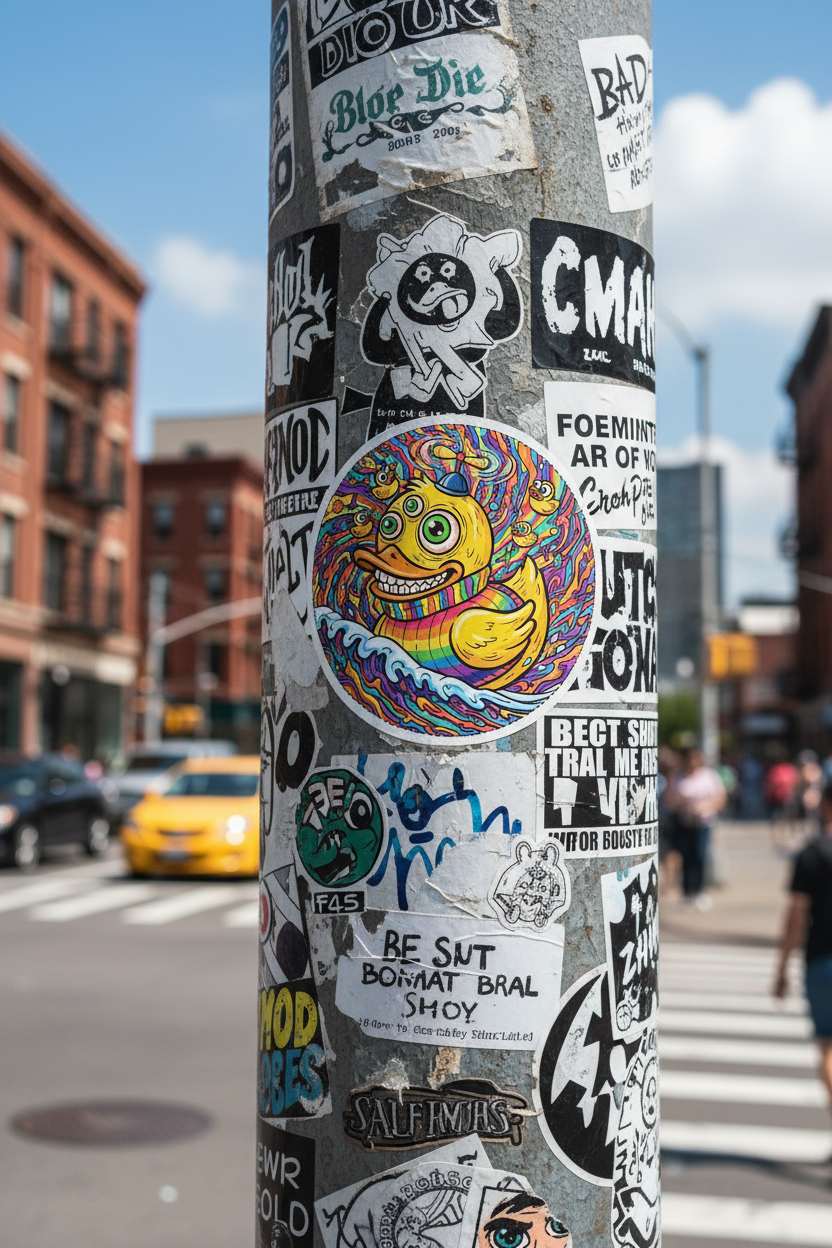 Psychedelic Duck Round Sticker
