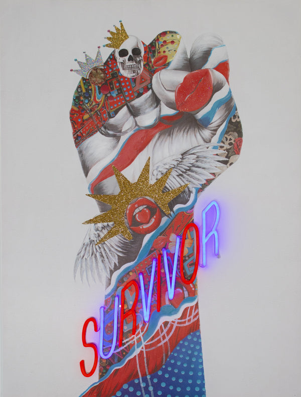 'Survivor' Wall Artwork with LED Neon - STANDARD