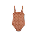 Swimsuit Girls - Brown - Palm Stripe