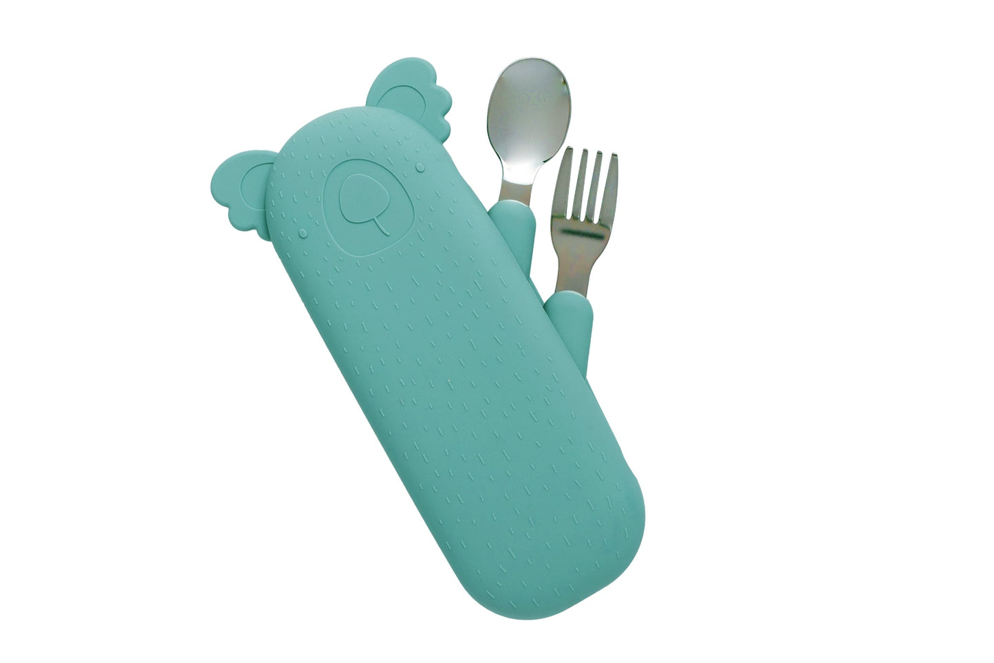 Zoe the Koala Cutlery Set with Silicone Case Sea Green