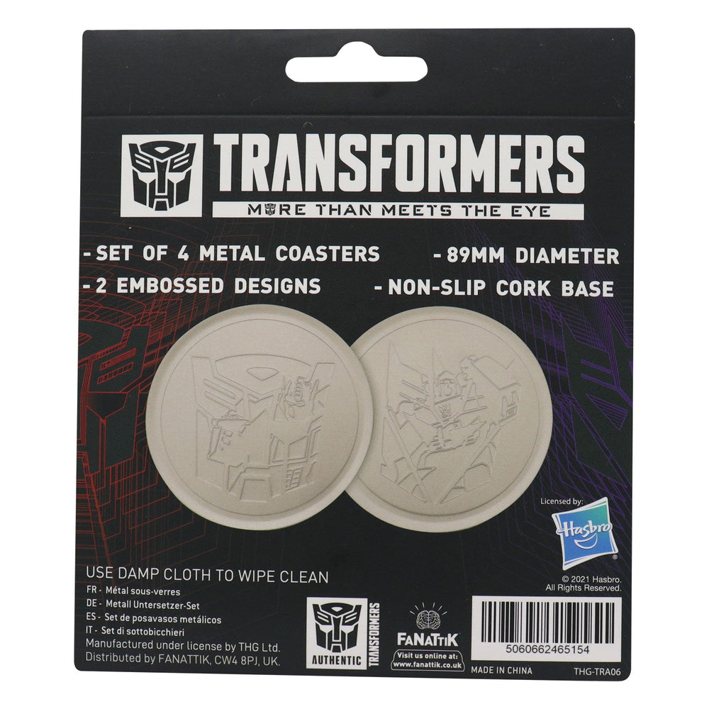 Set de 4 sous-verres métal embossés Transformers