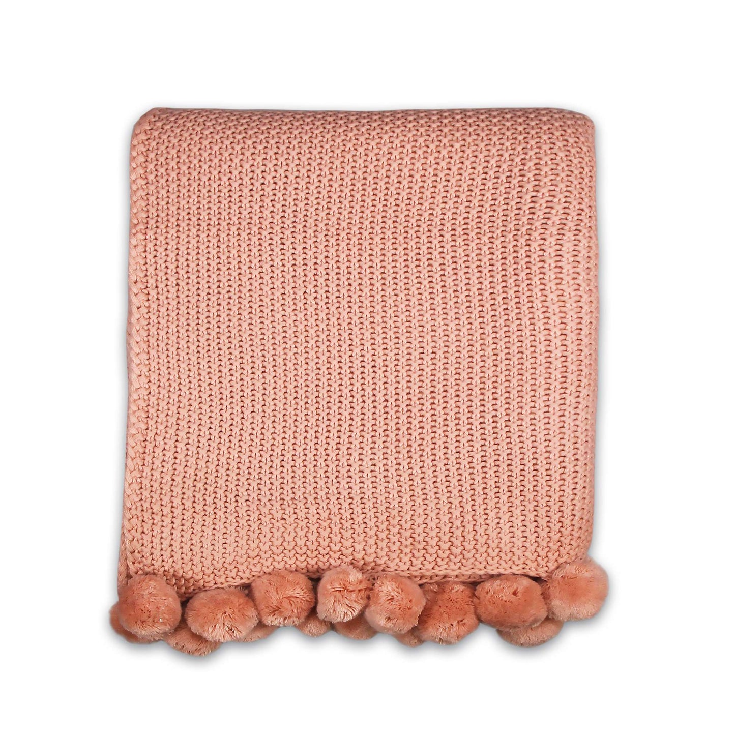 Plaid Pompon rose - 125 x 150 cm