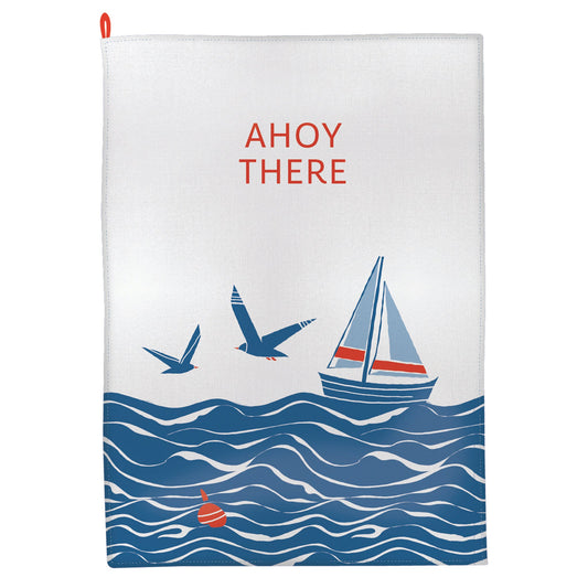 Ahoy There Coastal Tea Towel