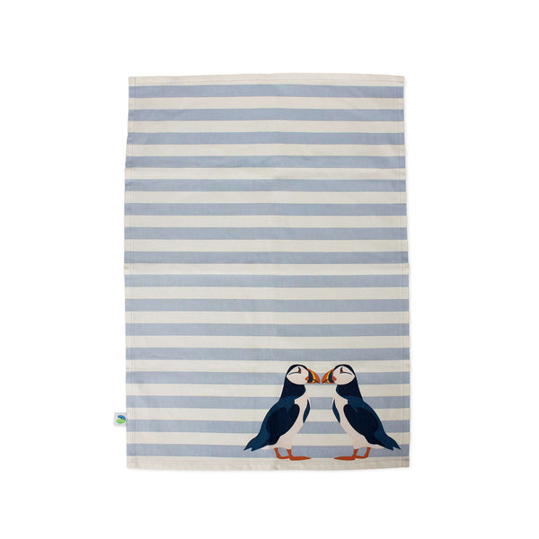 Torchon RSPB - en coton recyclé macareux bleu